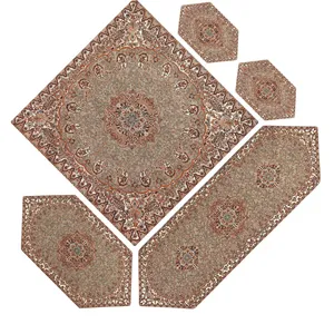 سرویس 5 تکه رومیزی ترمه طرح نسترن