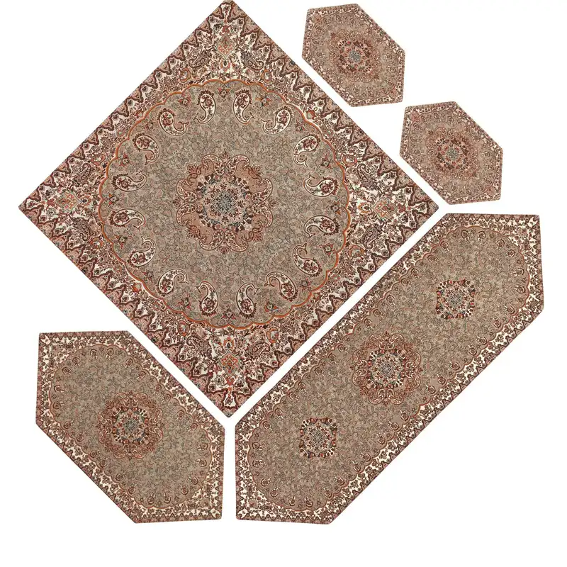 سرویس 5 تکه رومیزی ترمه طرح نسترن