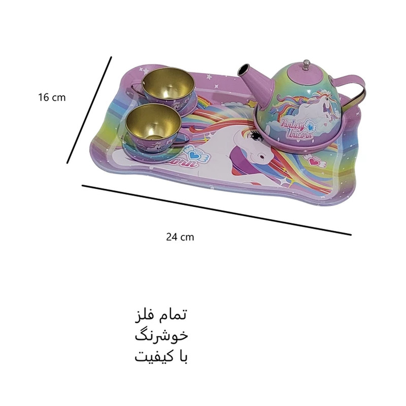 ست اسباب بازی چایخوری مدل اسب پونی تک شاخ کد 123 مجموعه 14 عددی