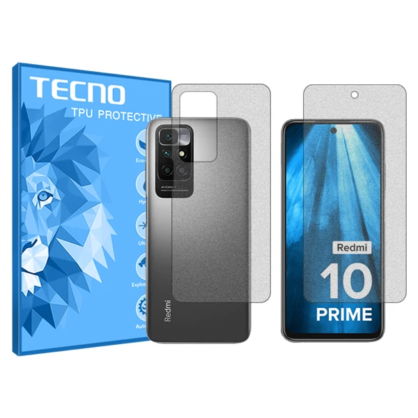 محافظ صفحه نمایش مات تکنو مدل Resistant مناسب برای گوشی موبایل شیائومی Redmi 10 Prime به همراه محافظ پشت گوشی
