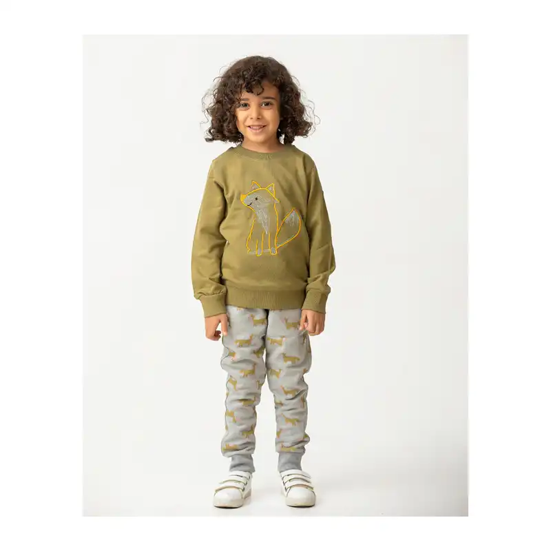 ست سویشرت و شلوار نوزادی آدمک مدل روباه کد 110013