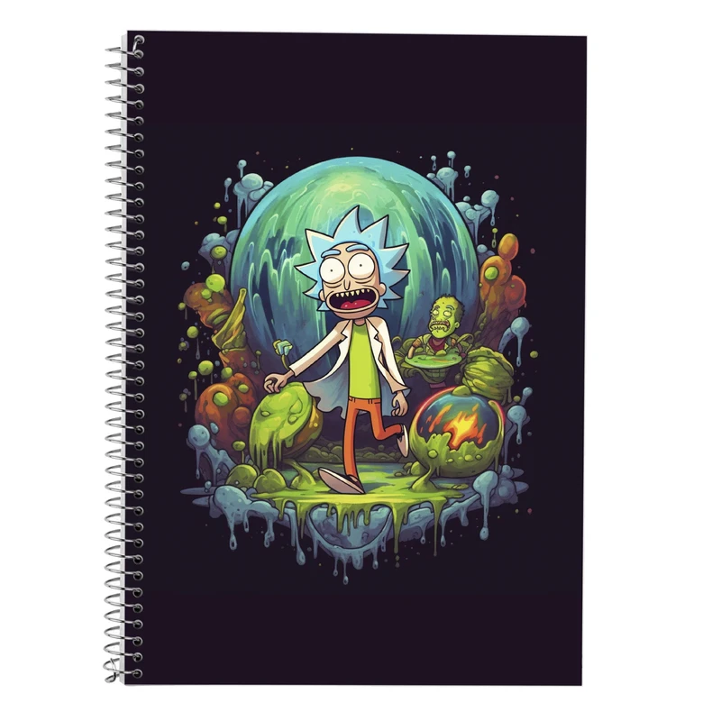 دفتر زبان 50 برگ مدوپد مدل دوخط طرح ریک اند مورتی rick&morty کد DF10828