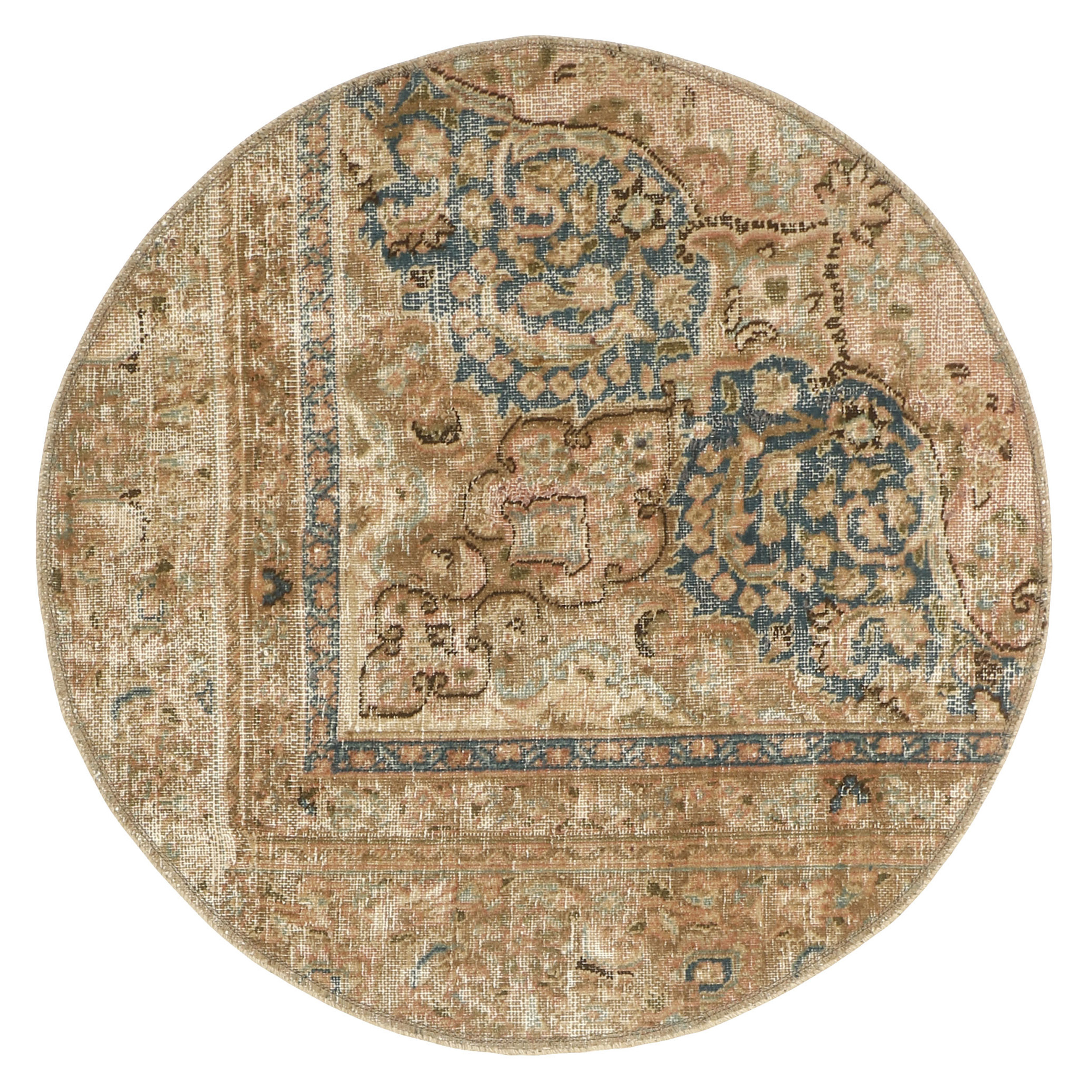 فرش دستبافت رنگ شده یک متری طرح وینتیج کد 537280