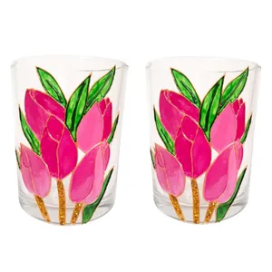 لیوان شیشه ای  مدل لاله کد 0022 بسته 2 عددی