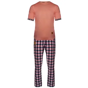 ست تی شرت و شلوار مردانه لباس خونه مدل طه 991129 کد 4560289 رنگ کالباسی   