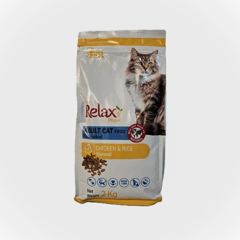غذای خشک گربه بالغ ریلکسی مدل ADULT طعم مرغ و برنج وزن 2 کیلوگرم