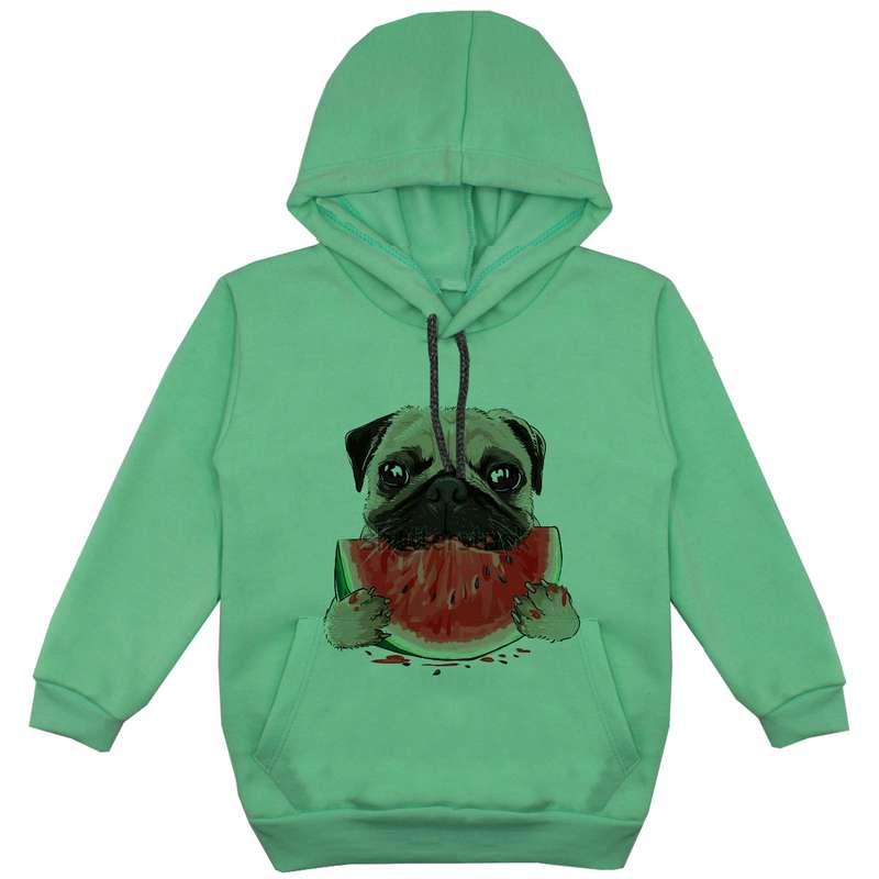 هودی پسرانه مدل  سگ و هندونه کد F53 رنگ سبز