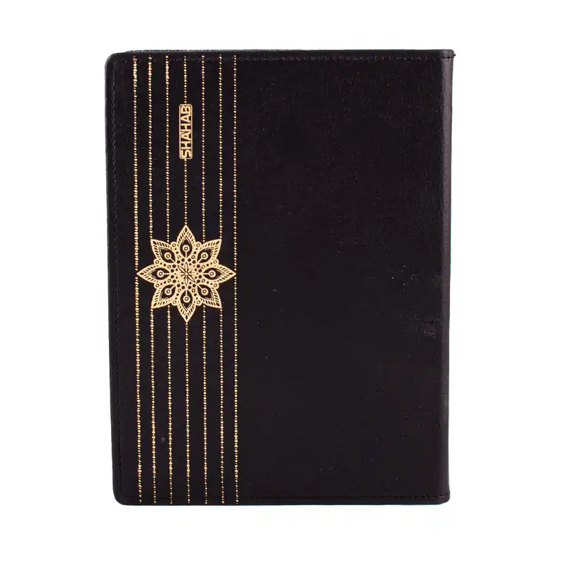 کلاسور مدل یک تکه چرمی طلاکوب 26 حلقه