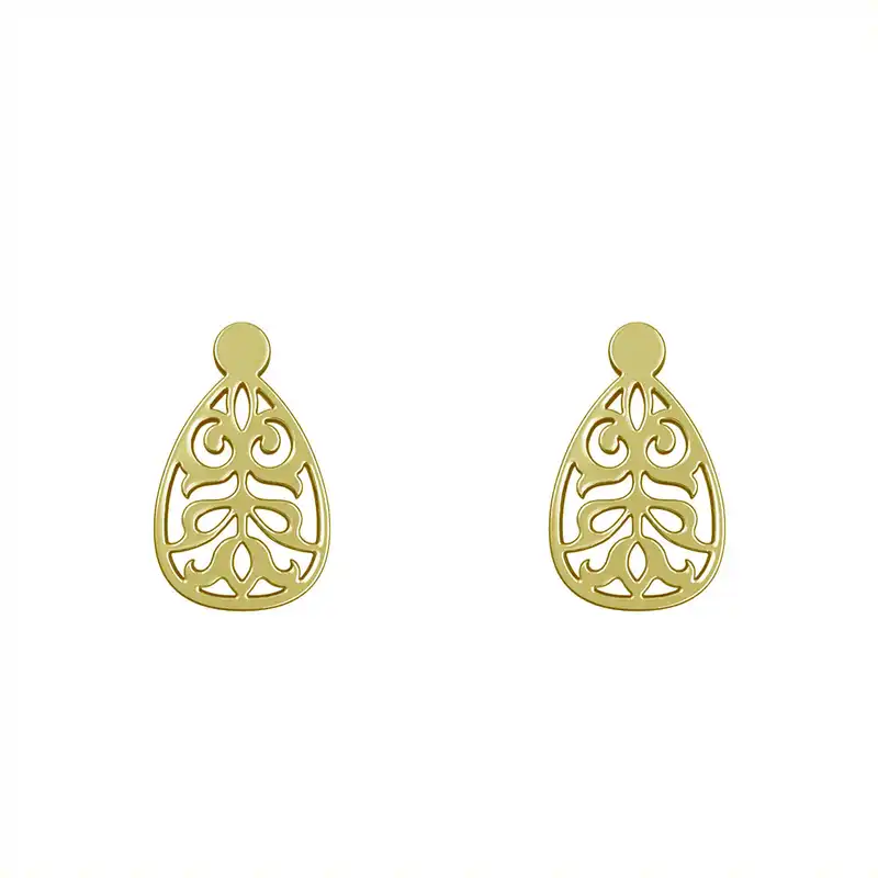 گوشواره طلا 18 عیار زنانه مدوپد مدل اسلیمی کد GA1-15295