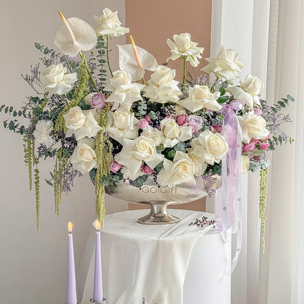 جعبه گل میخک، رز، آنتوریوم طبیعی گل گیفت کد 1277