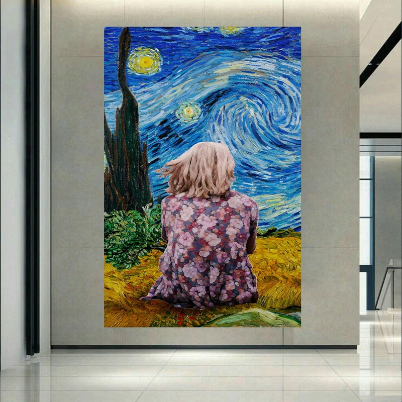 تابلو بوم طرح مخمل مدل نقاشی دختری با لباس گلدار کد ARP40030