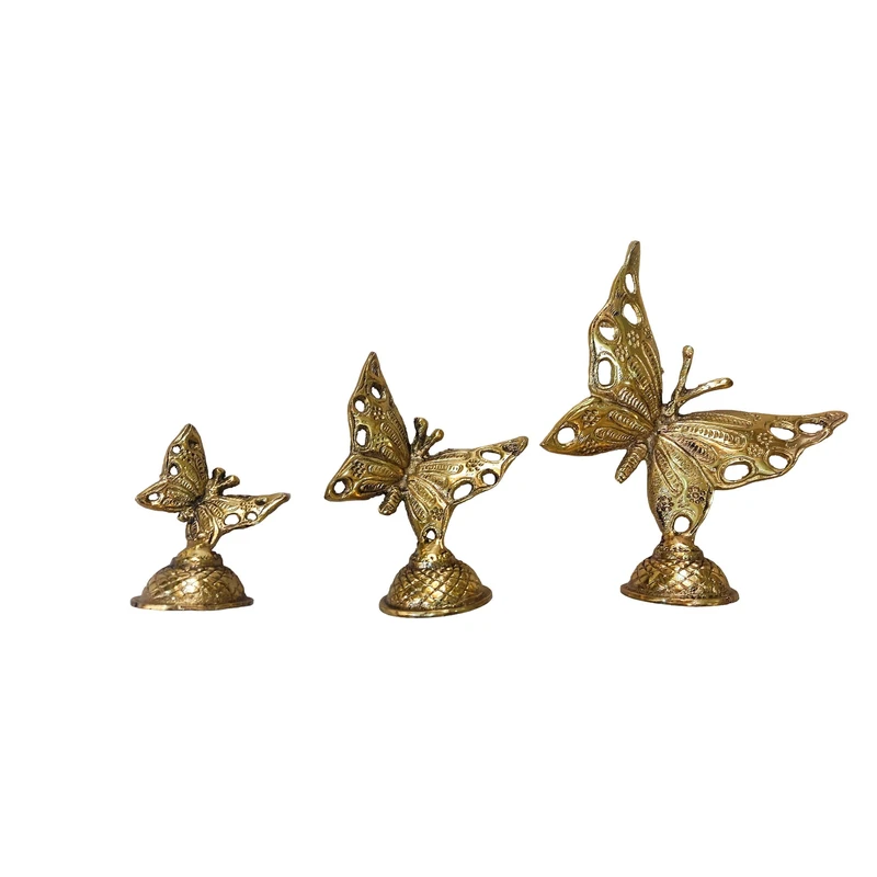 مجسمه برنزی مدل پروانه کد M115 مجموعه 3 عددی