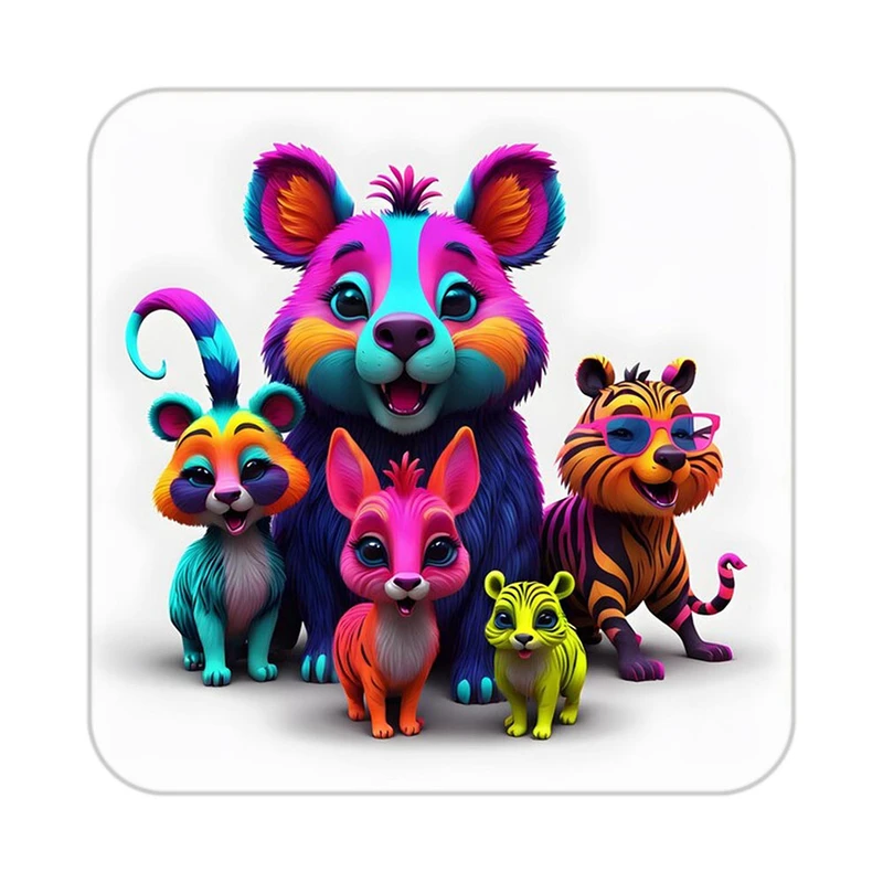 زیر لیوانی کاکتی طرح حیوانات رنگی مدل mp25207