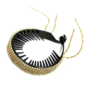 گیره مو زنانه مدل گوجه ای آویزدار طرح سامورایی نگین دار آبشاری کد 1900 brg