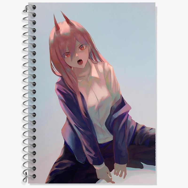 دفتر لغت 50 برگ خندالو مدل پاور انیمه مرد اره ای Chainsaw Man کد 23169