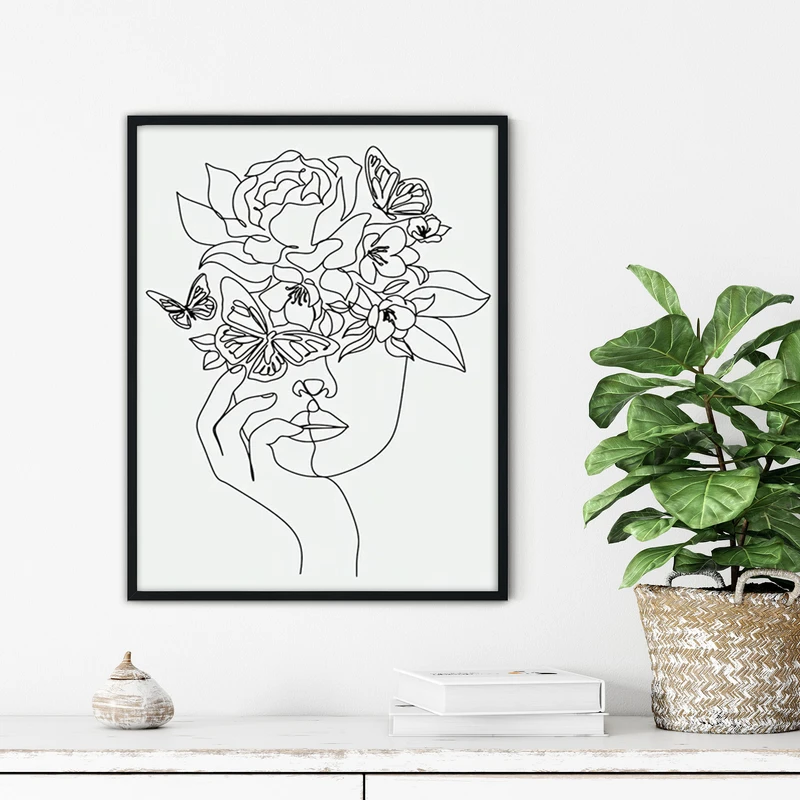 تابلو آتریسا طرح لاین آرت مدرن مدل ATFL111 فریم مشکی