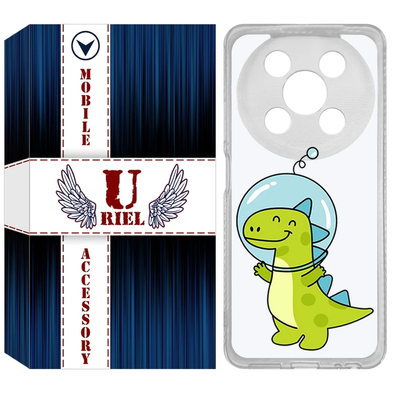 کاور یوریل مدل Clear کد 62 طرح دایناسور فضانورد مناسب برای گوشی موبایل وکال V2 / V2 Lite