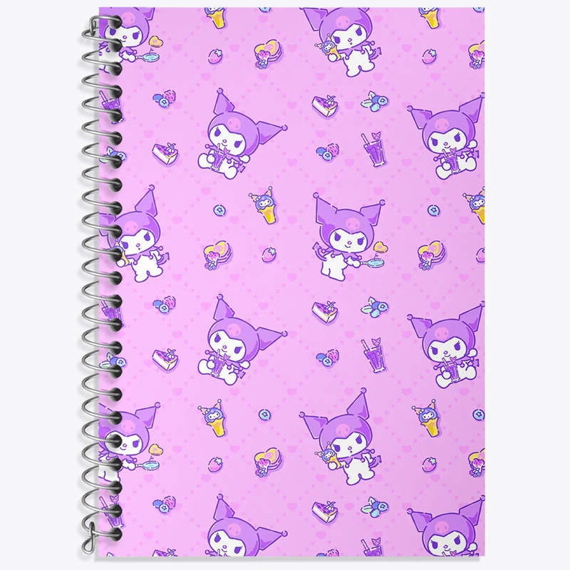 دفتر زبان 50 برگ خندالو مدل دو خط طرح کرومی (Kuromi) کد N4233