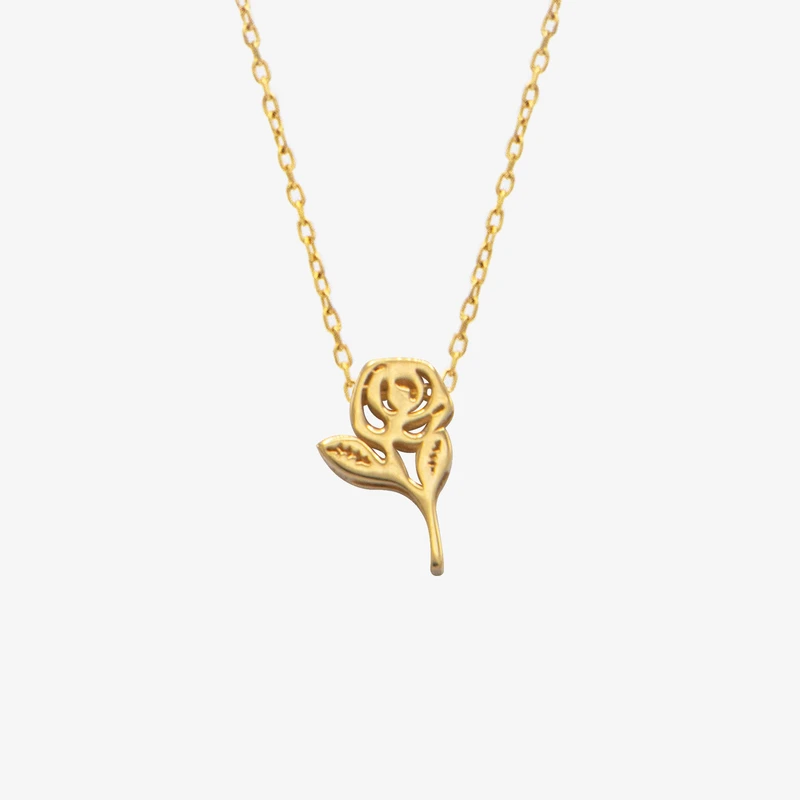 گردنبند طلا 18 عیار زنانه با زنجیر حلقه‌ای (فلامینگو) گالری طلای ده مدل گل رز 