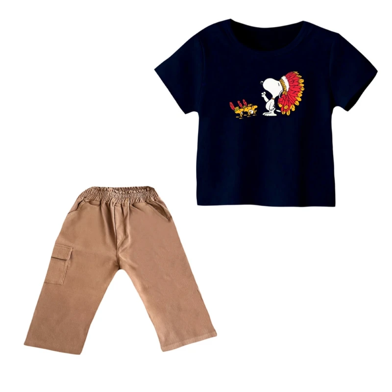 ست تی شرت و شلوارک پسرانه مدل اسنوپی کد ۳۷