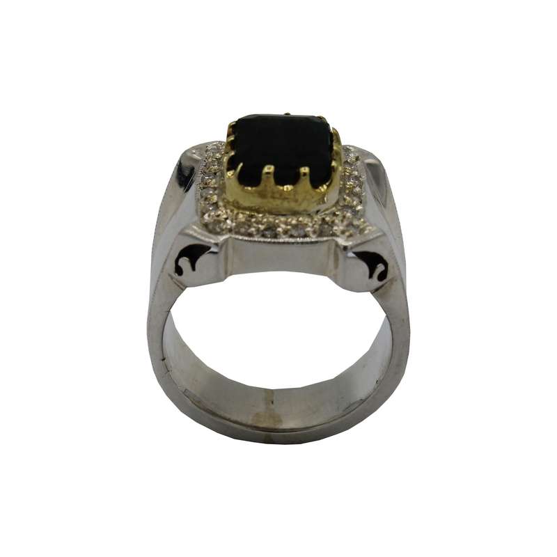 انگشتر نقره مردانه مدل زمرد طبیعی