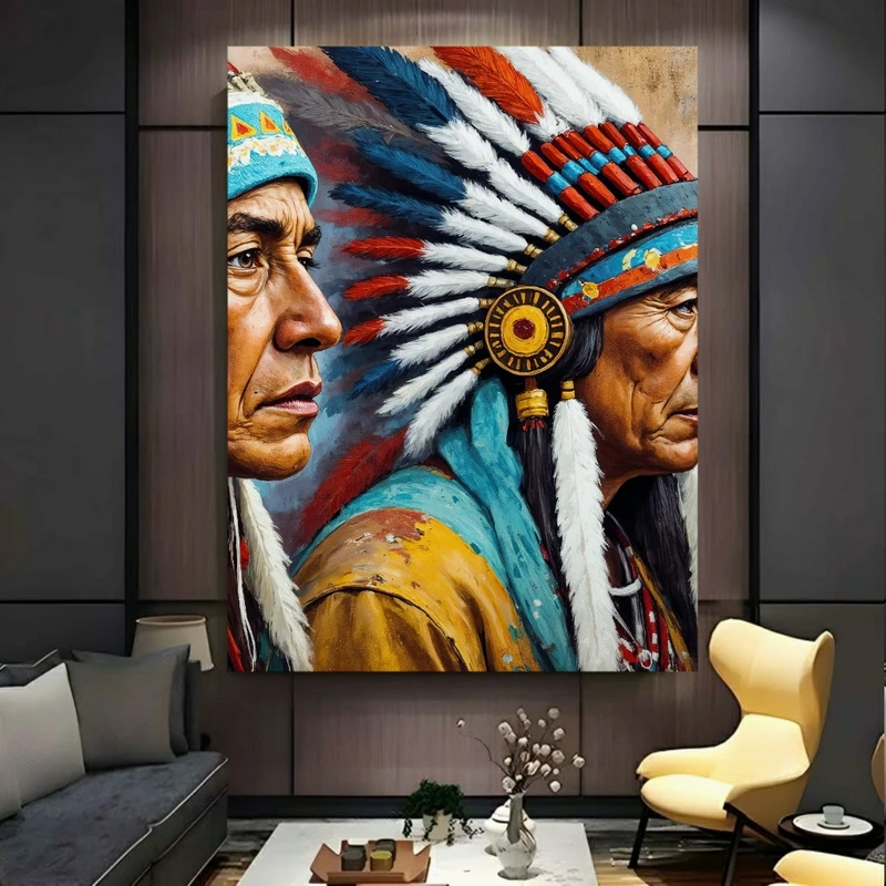 پوستر پارچه ای طرح مخمل  چهره هنری مدل پرتره بومی PY722
