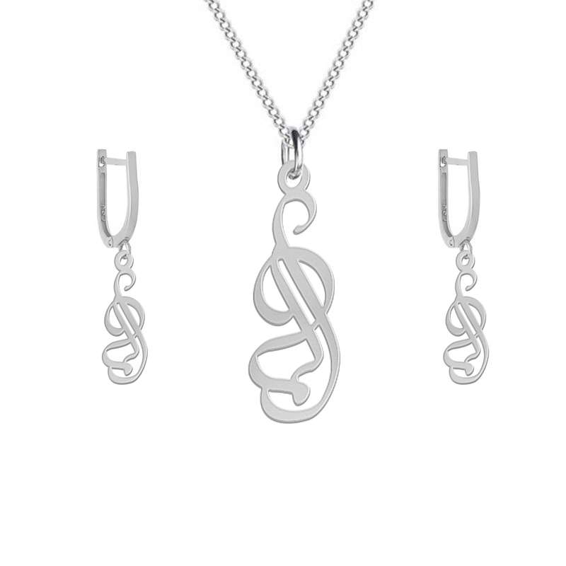 نیم ست نقره زنانه لیردا مدل اسم الما