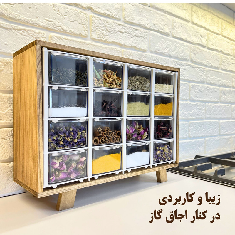 جای ادویه مدل چوبی کشویی کد JA01