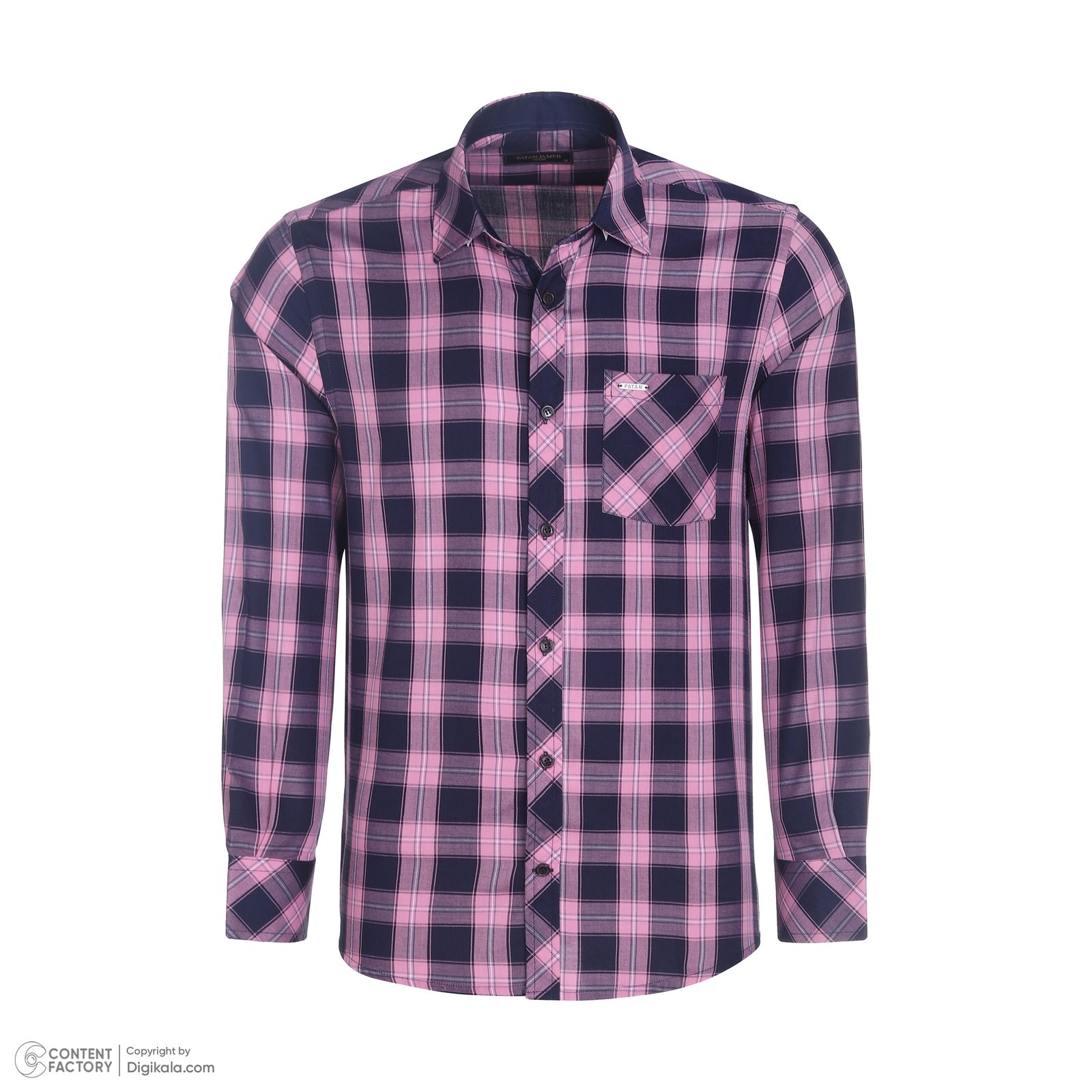 پیراهن آستین بلند یقه برگردان مردانه پاتن جامه مدل کلاسیک 102721030204290 طرح چهارخانه - - 2