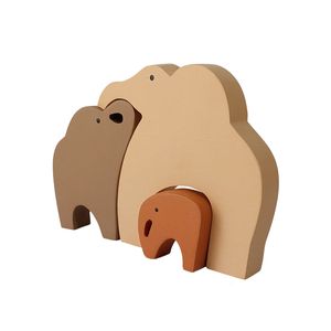   اسباب بازی چوبی طرح پازل فیل خانواده مدل MKT03-N