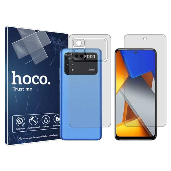محافظ صفحه نمایش شفاف هوکو مدل HyGEL مناسب برای گوشی موبایل شیائومی Poco M4 Pro 5G به همراه محافظ پشت گوشی