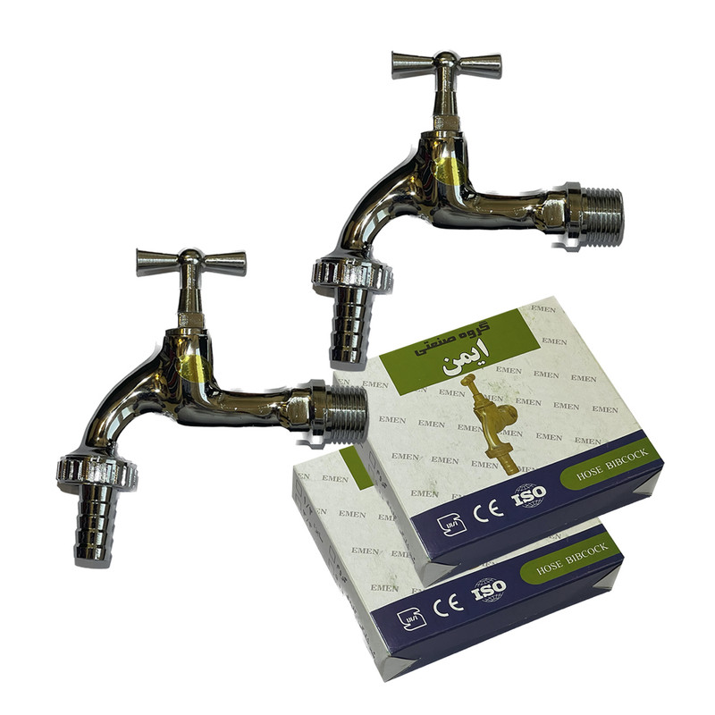 شیر حیاطی ایمن مدل کروم مجموعه 2 عددی شیر حیاطی ایمن مدل کروم مجموعه 2 عددی