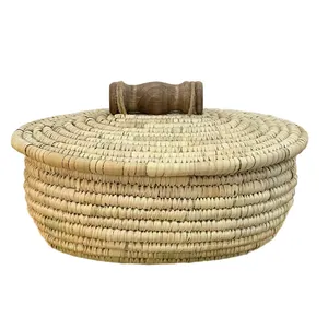 سبد کپو بافی مدل بیضی طرح درب دار