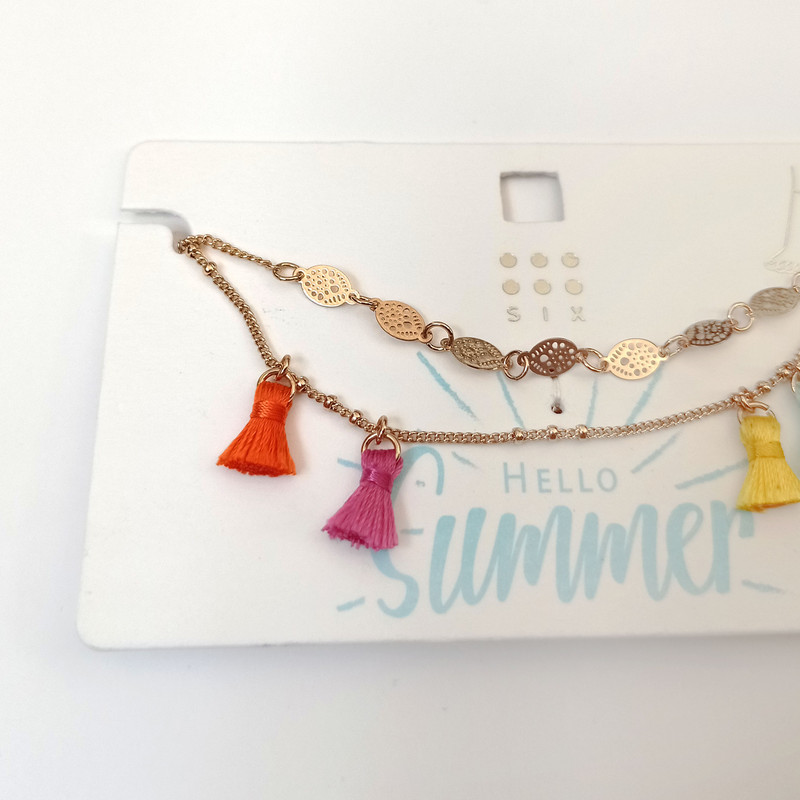 پابند زنانه سیکس مدل دولاینه منگوله دار مجموعه 2 عددی