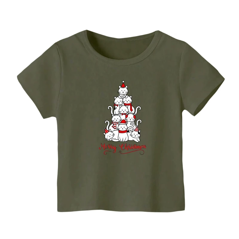 تی شرت آستین کوتاه بچگانه مدل گربه کریسمس کد 2