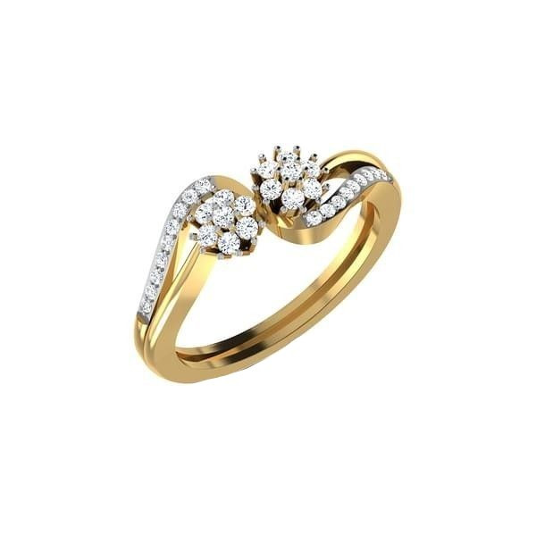 انگشتر طلا 18 عیار زنانه قیراط طرح فلاور کد GH6210