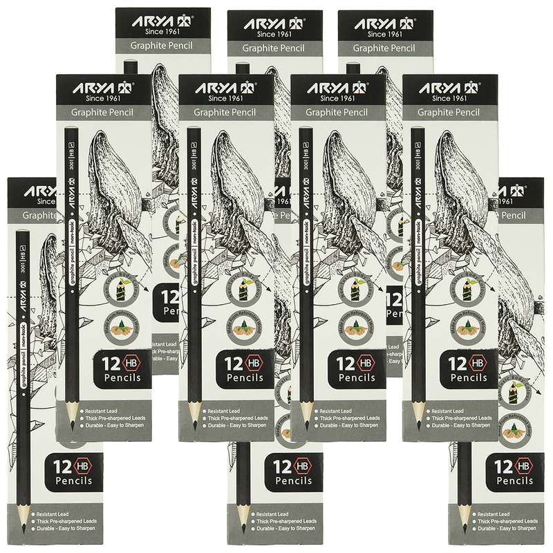 مداد مشکی آریا مدل 3001 بسته 120 عددی مداد مشکی آریا مدل 3001 بسته 120 عددی