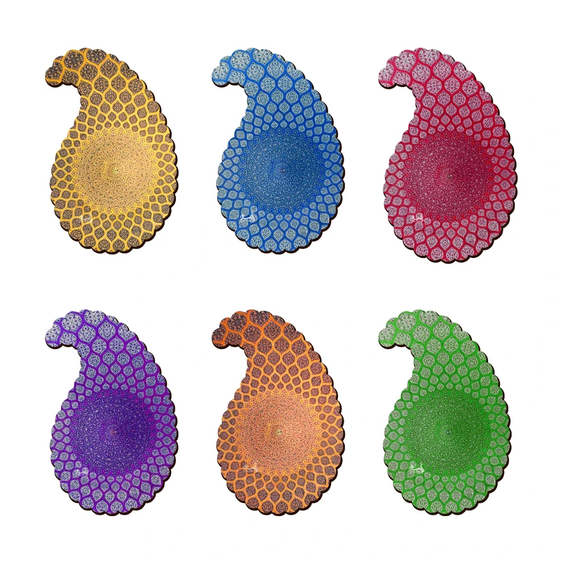 زیر لیوانی مدل بته جقه طرح کاشی ایرانی مجموعه 6 عددی