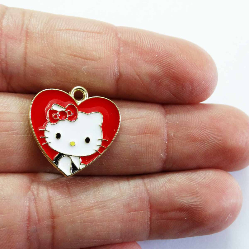 آویز گردنبند بچگانه مدل قلب کیتی دار زیبا کد AG 1031