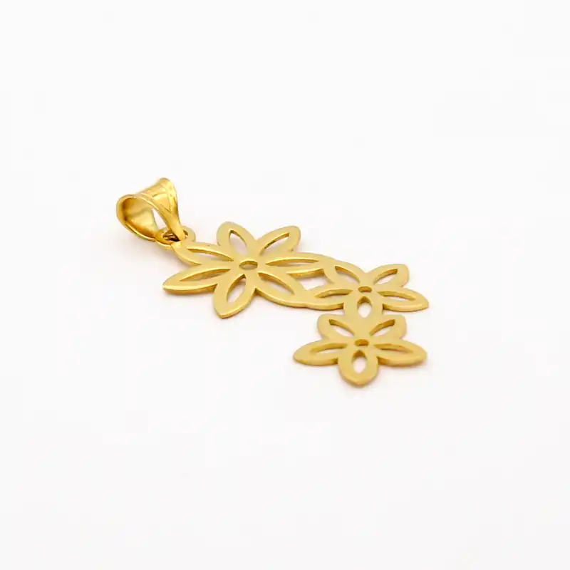 آویز گردنبند طلا 18 عیار زنانه کاپانی مدل گل کد KP022