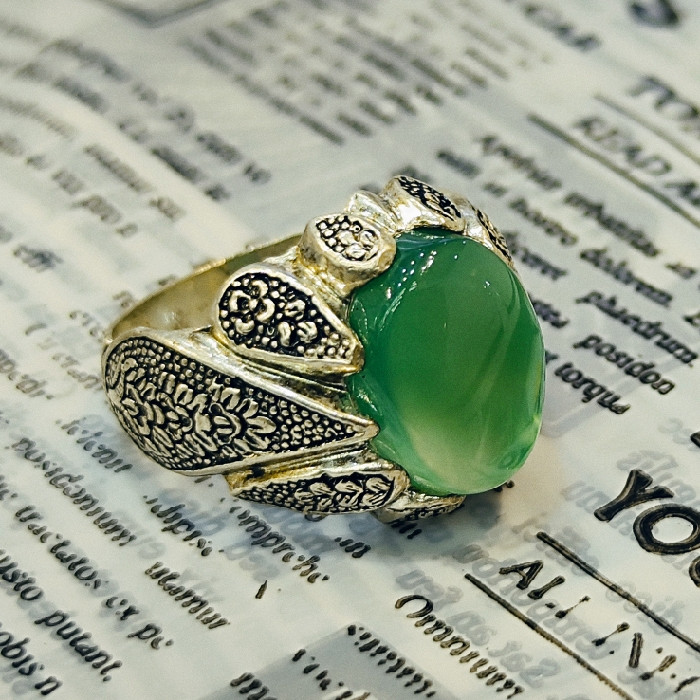 انگشتر نقره مردانه مدل سنگ عقیق کد 480