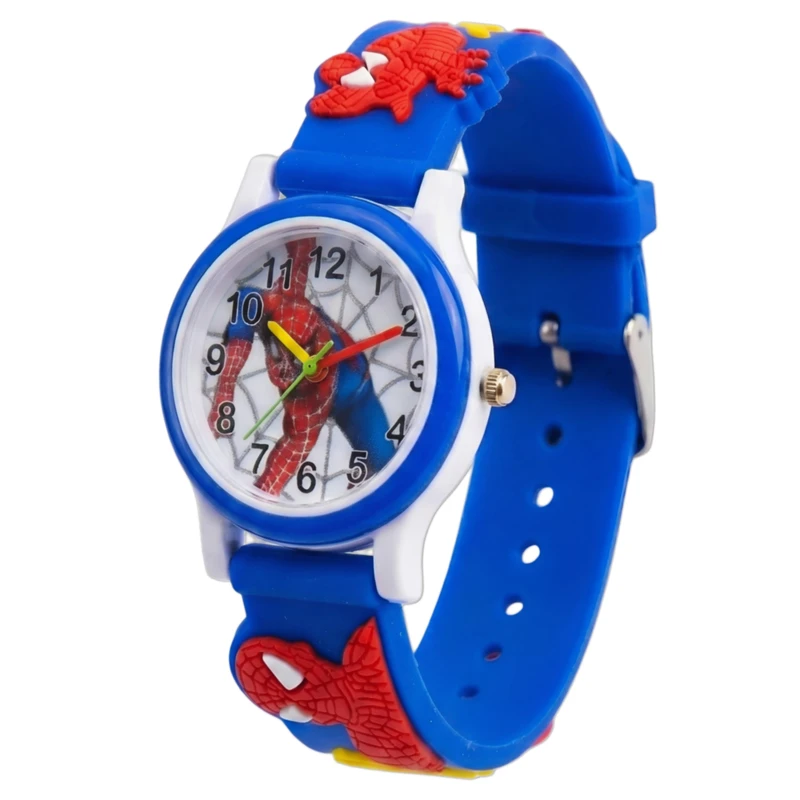 ساعت مچی عقربه‌ای کوارتز بچگانه مدل اسپرت بند سیلیکونی ضد حساسیت طرح مرد عنکبوتی کد ۱