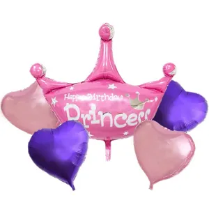 بادکنک فویلی پارتی لند تهران مدل تاج دخترانه  کد 4050 مجموعه پنج عددی