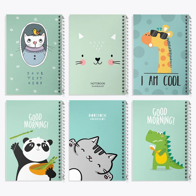 دفتر نقاشی 50 برگ خندالو طرح حیوانات بامزه کد 138 مجموعه 6 عددی