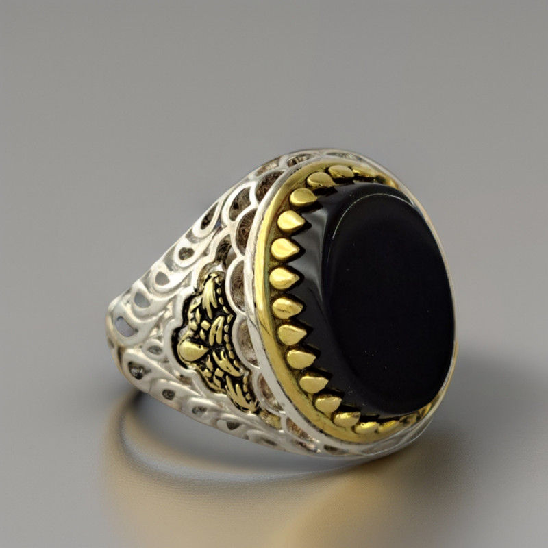 انگشتر نقره مردانه ملک زیور مدل پولکی اسپرت کد 389