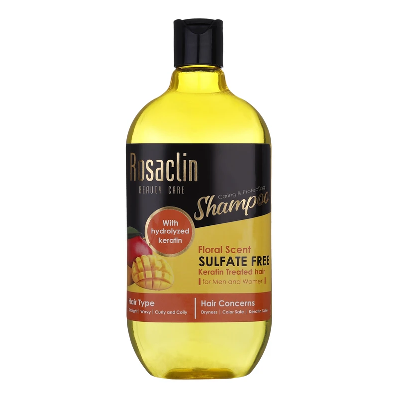 شامپو مو رزاکلین مدل Keratin مناسب موهای فر و مجعد حجم 385 میلی لیتر