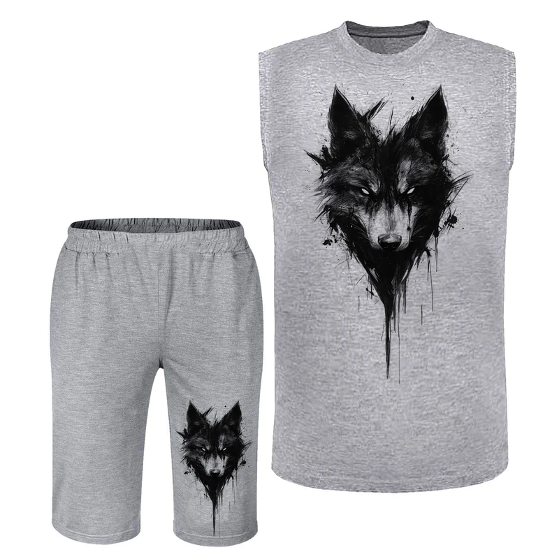 ست تاپ و شلوارک مردانه مدل گرگ A274