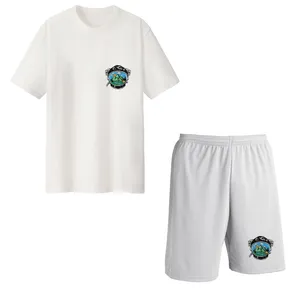 ست تی شرت و شلوارک مردانه مدل فضایی کد Da 439kS رنگ سفید