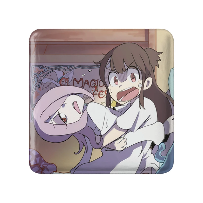 مگنت خندالو طرح جانسون و اکو انیمه جادوگران کوچک Little Witch Academia  مدل مربعی کد 22879