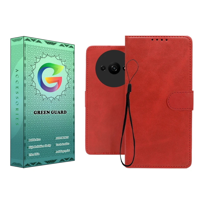 کیف کلاسوری گرین گارد طرح چرمی مدل Landing کد 02 مناسب برای گوشی موبایل شیائومی Redmi A3 به همراه بند آویز
